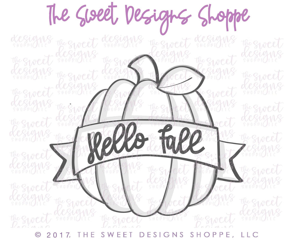 Cookie Cutters - Pumpkin With Ribbon v2- Cookie Cutter - Sweet Designs Shoppe - - ALL, Cookie Cutter, Fall, Fall / Halloween, Fall / Thanksgiving, Food, Food & Beverages, Halloween, Monsters, Plaque, Promocode, Pumpkin, Ribbon, thanksgiving, trick or treat