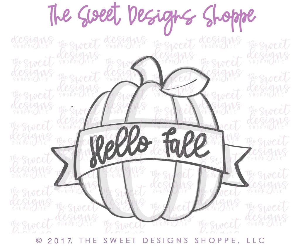 Cookie Cutters - Pumpkin With Ribbon v2- Cookie Cutter - The Sweet Designs Shoppe - - ALL, Cookie Cutter, Fall, Fall / Halloween, Fall / Thanksgiving, Food, Food & Beverages, Halloween, Monsters, Plaque, Promocode, Pumpkin, Ribbon, thanksgiving, trick or treat