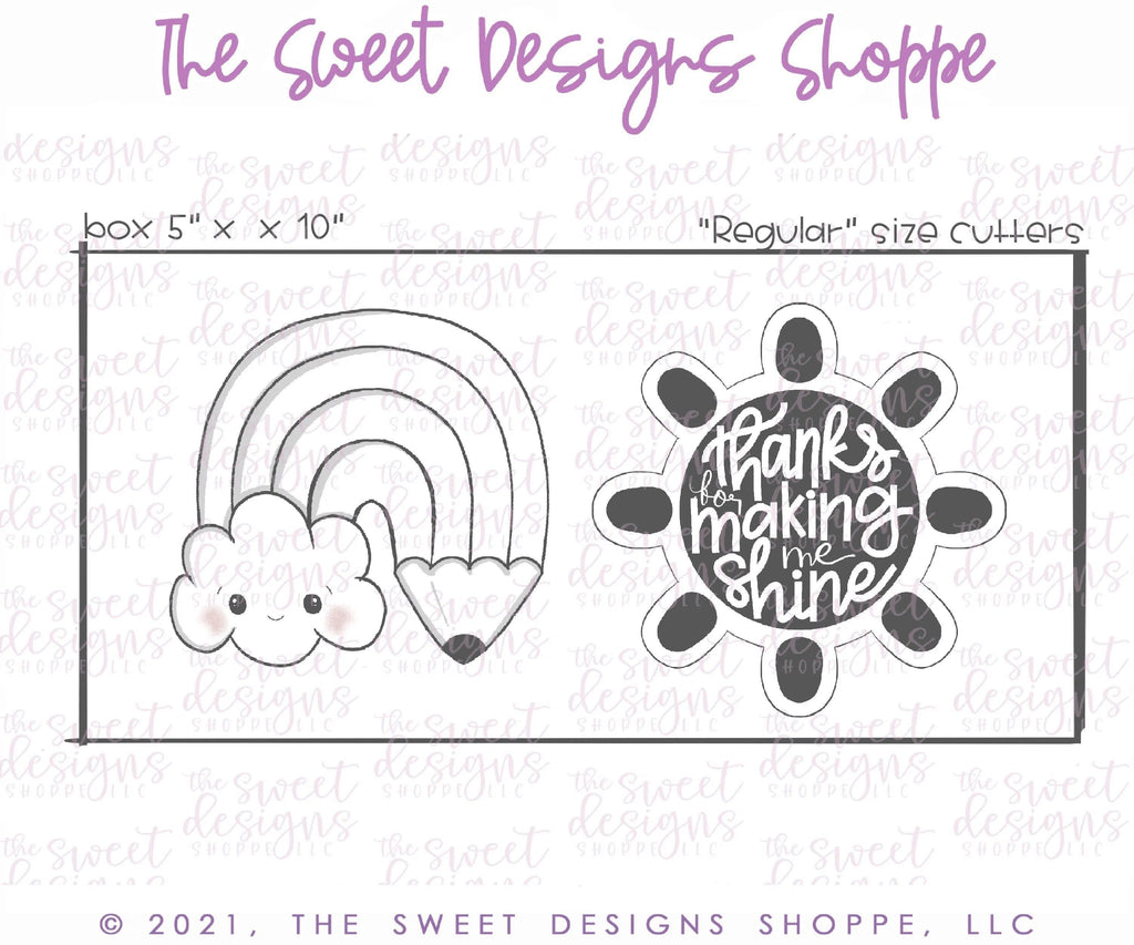 Cookie Cutters - Rainbow and Sun - Set of 2 - Cookie Cutters - The Sweet Designs Shoppe - TSDS - - ALL,back to school,Cookie Cutter,garden,gardening,Grad,graduations,Nature,Promocode,regular sets,School,School / Graduation,School Bus,school supplies,set,Teacher,Teacher Appreciation