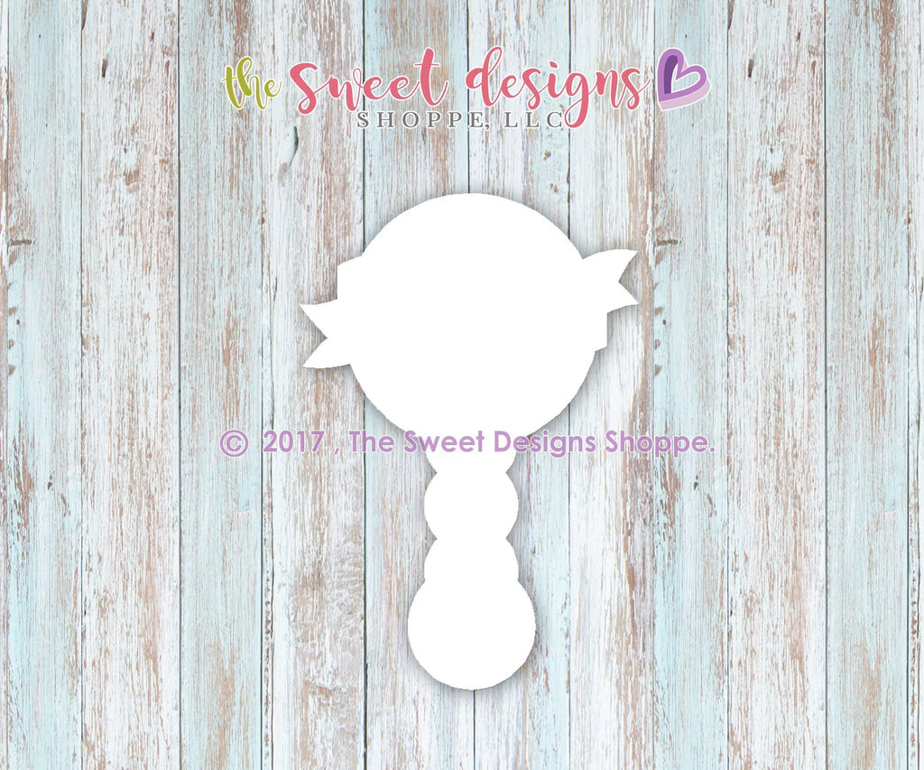 Cookie Cutters - Rattle with Ribbon v2- Cookie Cutter - Sweet Designs Shoppe - - ALL, Baby, baby rattle, baby shower, Bow, Cookie Cutter, Promocode, rattle
