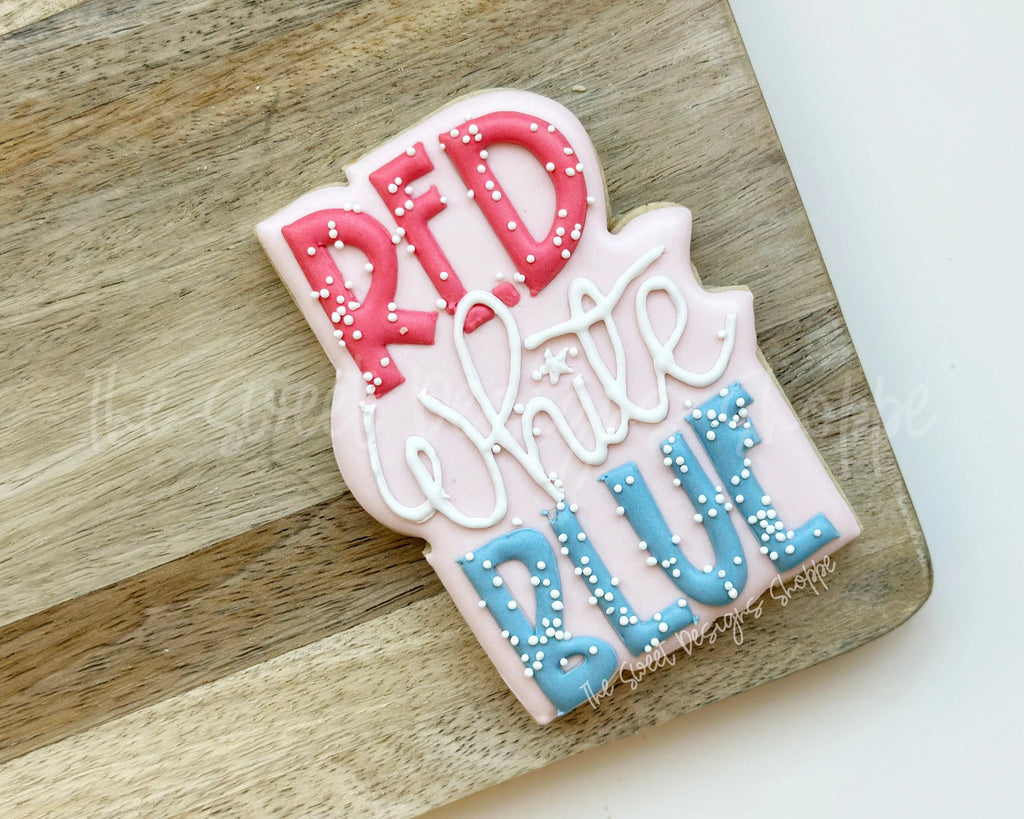 Cookie Cutters - Red, White and Blue Modern Plaque - Cookie Cutter - The Sweet Designs Shoppe - - 4th, 4th July, 4th of July, ALL, Cookie Cutter, Customize, fourth of July, Independence, Lettering, Patriotic, Plaque, Plaques, Promocode, Summer, USA