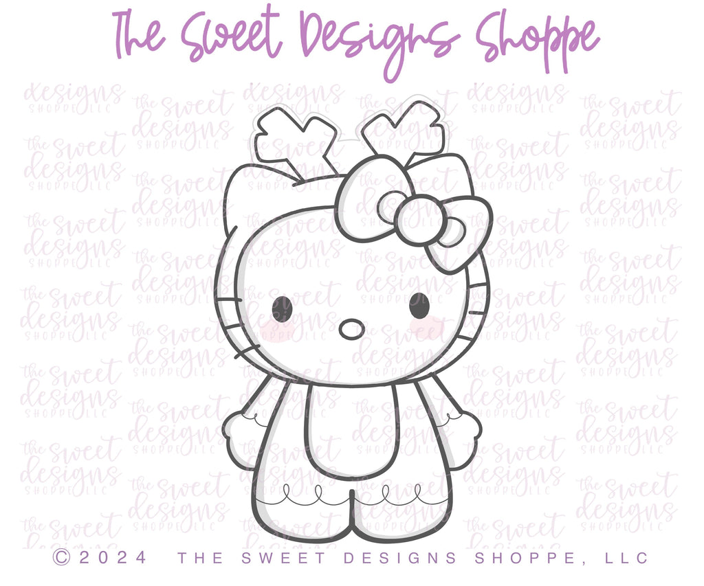 Cookie Cutters - Reindeer Kitty - Cookie Cutter - The Sweet Designs Shoppe - - ALL, Christmas, Christmas / Winter, Christmas Cookies, Cookie Cutter, hello kitty, Kitty, new, Promocode, STL