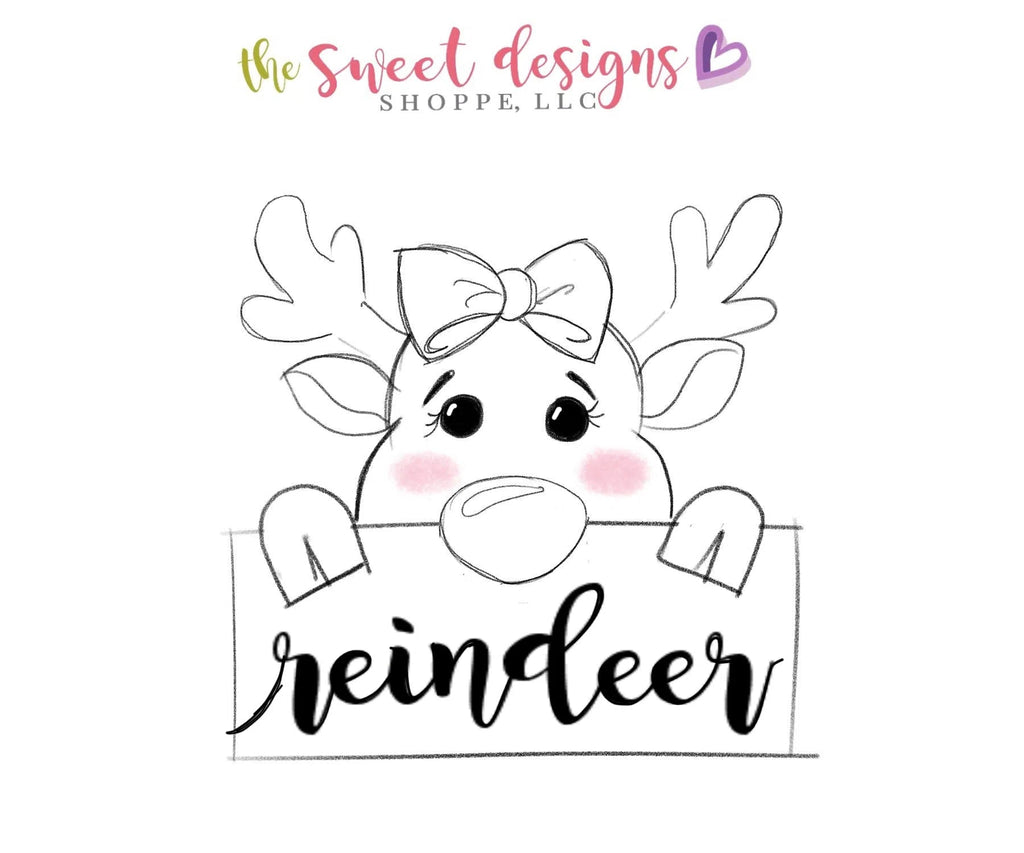 Cookie Cutters - Reindeer Plaque - Cookie Cutter - Sweet Designs Shoppe - - ALL, Animal, Christmas, Christmas / Winter, Cookie Cutter, Ginger boy, Ginger bread, Ginger girl, gingerbread, Personalized, Plaque, Promocode