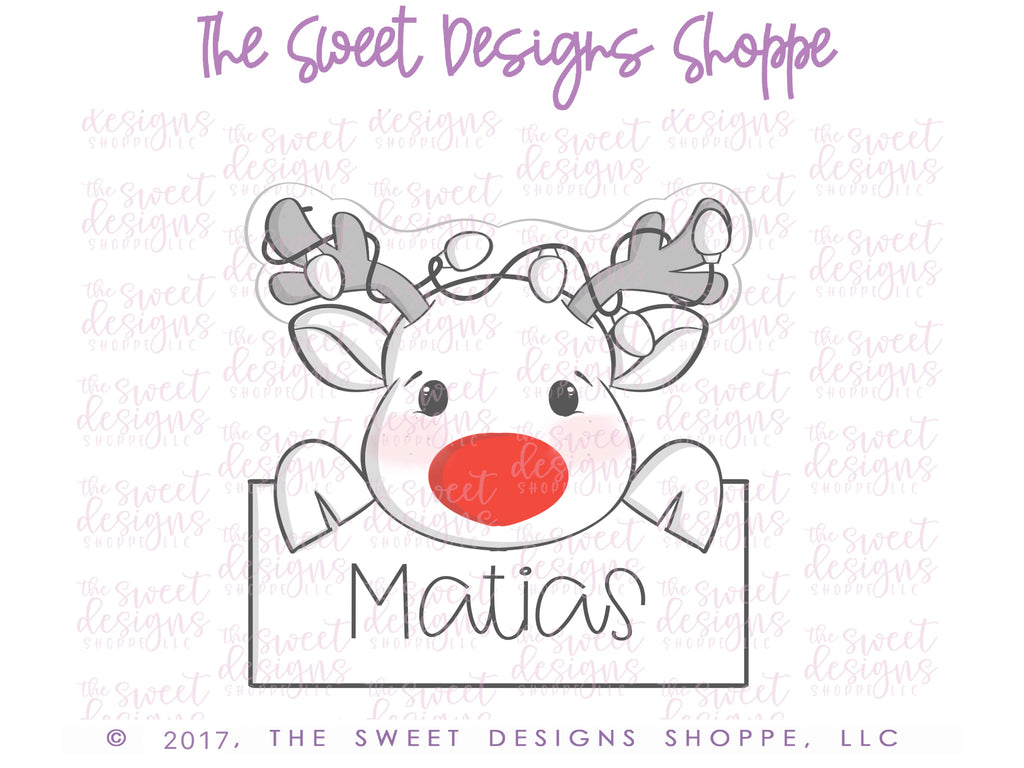 Cookie Cutters - Reindeer Plaque - Cookie Cutter - The Sweet Designs Shoppe - TSDS - - ALL,Animal,Animals,Christmas,Christmas / Winter,Cookie Cutter,Ginger boy,Ginger bread,Ginger girl,gingerbread,Personalized,Plaque,Promocode,ReindeerPlaque001,ReindeerPlqe001,STL