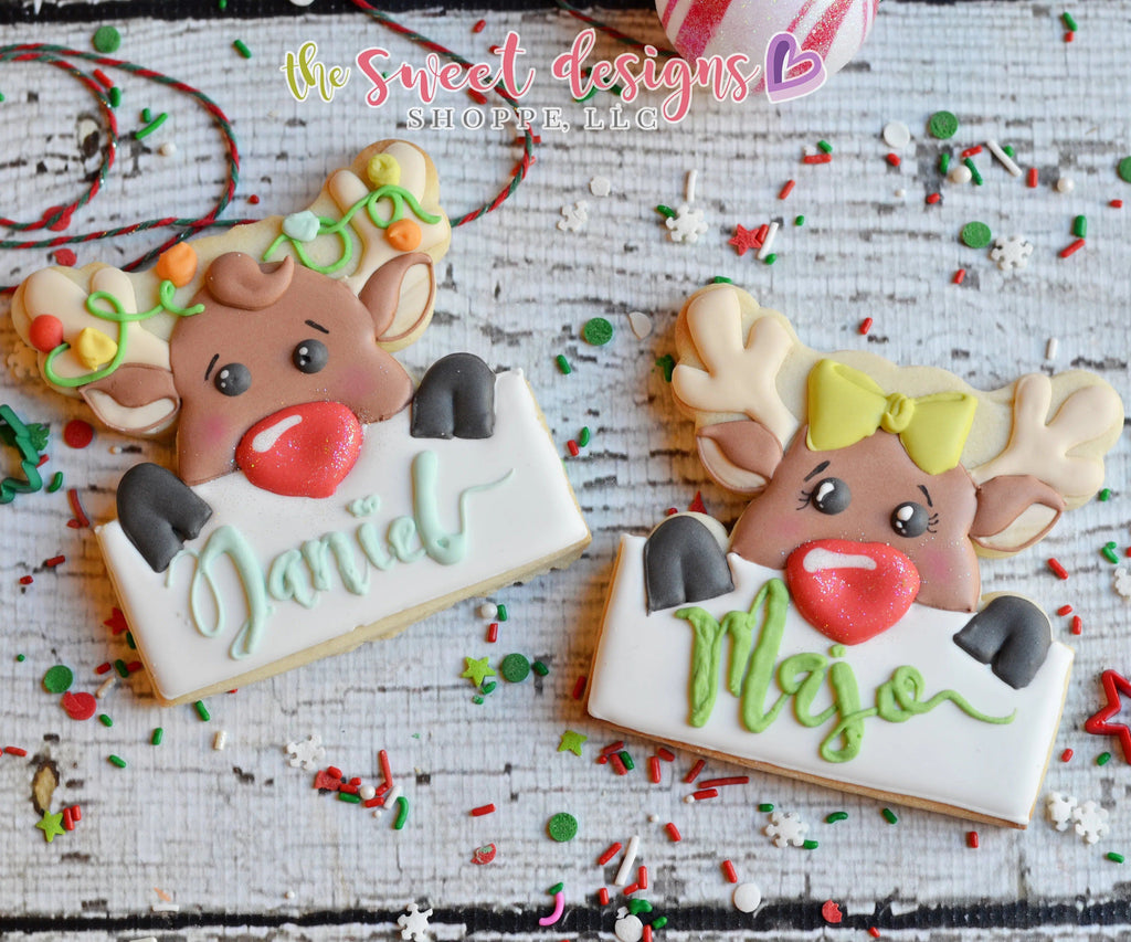 Cookie Cutters - Reindeer Plaque - Cookie Cutter - The Sweet Designs Shoppe - - ALL, Animal, Christmas, Christmas / Winter, Cookie Cutter, Ginger boy, Ginger bread, Ginger girl, gingerbread, Personalized, Plaque, Promocode