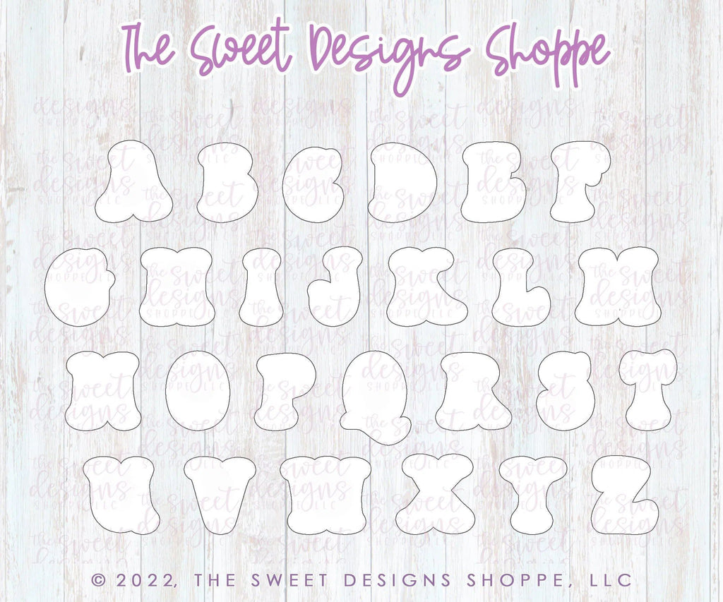 Cookie Cutters - Retro Alphabet (Mid Size) - Set of 26 Cookie Cutters or Individual Cookie Cutters - The Sweet Designs Shoppe - - ABC, ALL, alphabet, back to school, Cookie Cutter, Grad, graduations, groovy, letter, Lettering, Letters, letters and numbers, Mini Sets, Promocode, School, School / Graduation, school supplies, set, STL, text