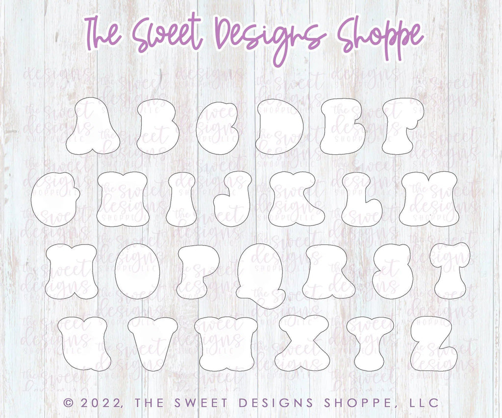 Cookie Cutters - Retro Alphabet (Mid Size) - Set of 26 Cookie Cutters or Individual Cookie Cutters - The Sweet Designs Shoppe - TSDS - - ABC,ALL,alphabet,back to school,Cookie Cutter,Grad,graduations,groovy,letter,Lettering,Letters,letters and numbers,Mini Sets,Promocode,School,School / Graduation,school supplies,set,STL,text