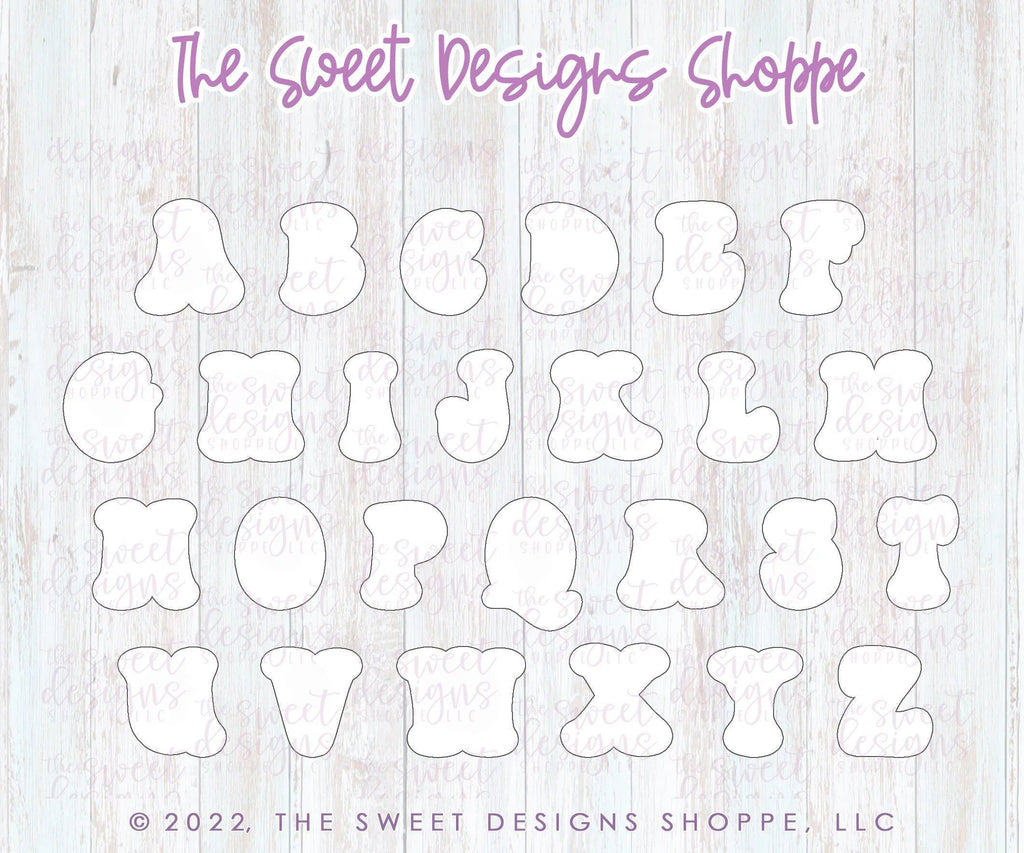 Cookie Cutters - Retro Alphabet (Mini Size) - Set of 26 Cookie Cutters or Individual Cookie Cutters - The Sweet Designs Shoppe - - ABC, ALL, alphabet, back to school, Cookie Cutter, Grad, graduations, groovy, letter, Lettering, Letters, letters and numbers, Mini Sets, Promocode, School, School / Graduation, school supplies, set, text