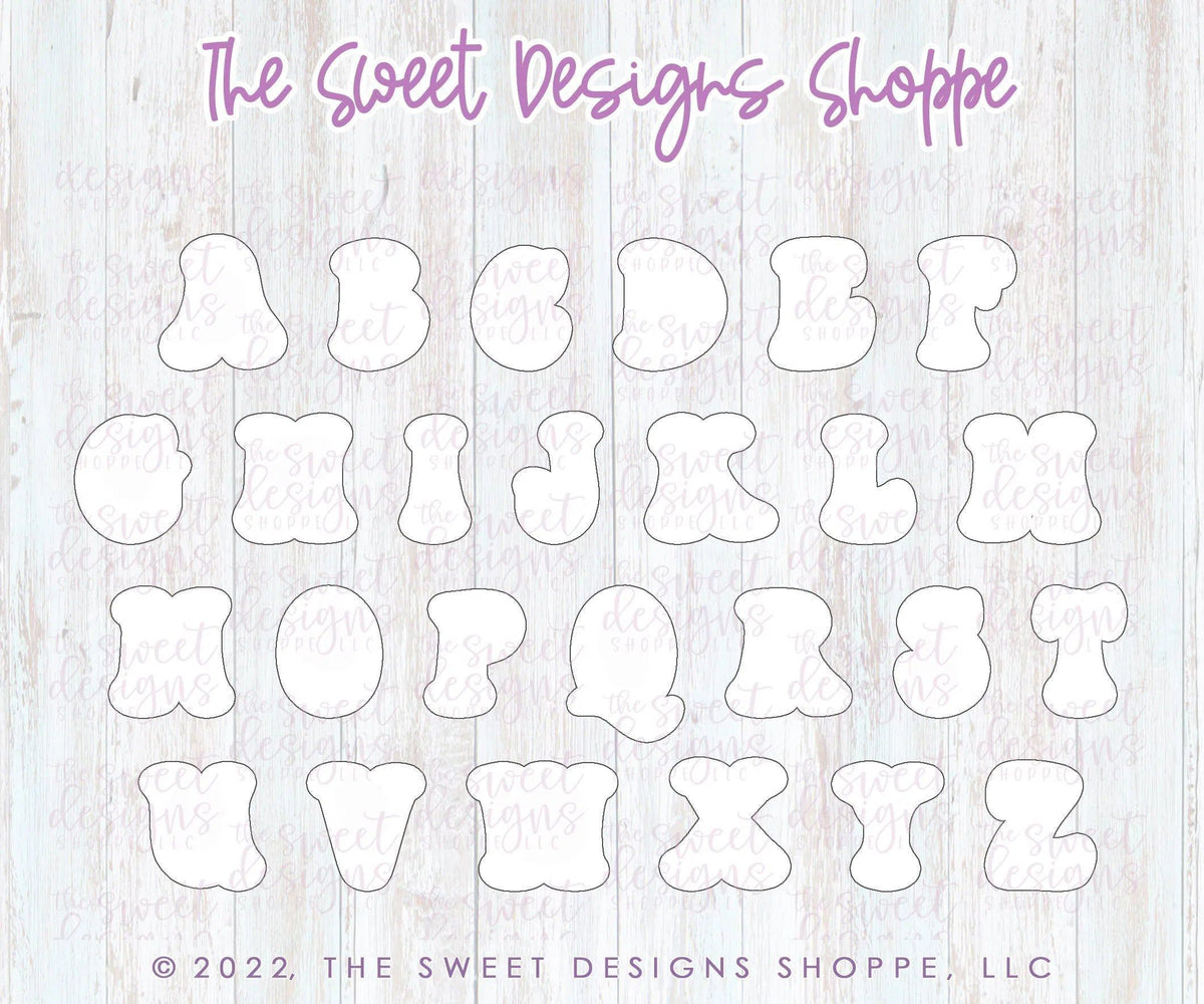 Cookie Cutters - Retro Alphabet (Mini Size) - Set of 26 Cookie Cutters or Individual Cookie Cutters - The Sweet Designs Shoppe - TSDS - - ABC,ALL,alphabet,back to school,Cookie Cutter,Grad,graduations,groovy,letter,Lettering,Letters,letters and numbers,Mini Sets,Promocode,School,School / Graduation,school supplies,set,STL,text