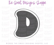 Cookie Cutters - Retro Alphabet (Mini Size) - Set of 26 Cookie Cutters or Individual Cookie Cutters - The Sweet Designs Shoppe - TSDS - Letter D Only - Mini Size (2" High x 1-3/4" Wide) - ABC,ALL,alphabet,back to school,Cookie Cutter,Grad,graduations,groovy,letter,Lettering,Letters,letters and numbers,Mini Sets,Promocode,School,School / Graduation,school supplies,set,STL,text