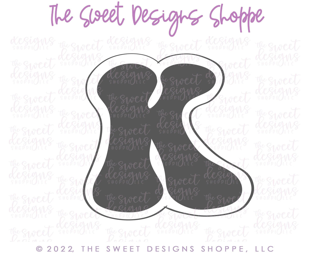 Cookie Cutters - Retro Alphabet (Mini Size) - Set of 26 Cookie Cutters or Individual Cookie Cutters - The Sweet Designs Shoppe - TSDS - Letter K Only - Mini Size (2" High x 2" Wide) - ABC,ALL,alphabet,back to school,Cookie Cutter,Grad,graduations,groovy,letter,Lettering,Letters,letters and numbers,Mini Sets,Promocode,School,School / Graduation,school supplies,set,STL,text