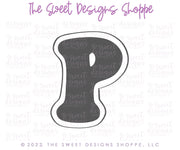 Cookie Cutters - Retro Alphabet (Mini Size) - Set of 26 Cookie Cutters or Individual Cookie Cutters - The Sweet Designs Shoppe - TSDS - Letter P Only - Mini Size (2" High x 1-5/8" Wide) - ABC,ALL,alphabet,back to school,Cookie Cutter,Grad,graduations,groovy,letter,Lettering,Letters,letters and numbers,Mini Sets,Promocode,School,School / Graduation,school supplies,set,STL,text