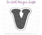 Cookie Cutters - Retro Alphabet (Mini Size) - Set of 26 Cookie Cutters or Individual Cookie Cutters - The Sweet Designs Shoppe - TSDS - Letter V Only - Mini Size (2" High x 1-7/8" Wide) - ABC,ALL,alphabet,back to school,Cookie Cutter,Grad,graduations,groovy,letter,Lettering,Letters,letters and numbers,Mini Sets,Promocode,School,School / Graduation,school supplies,set,STL,text