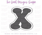 Cookie Cutters - Retro Alphabet (Mini Size) - Set of 26 Cookie Cutters or Individual Cookie Cutters - The Sweet Designs Shoppe - TSDS - Letter X Only - Mini Size (2" High x 2" Wide) - ABC,ALL,alphabet,back to school,Cookie Cutter,Grad,graduations,groovy,letter,Lettering,Letters,letters and numbers,Mini Sets,Promocode,School,School / Graduation,school supplies,set,STL,text
