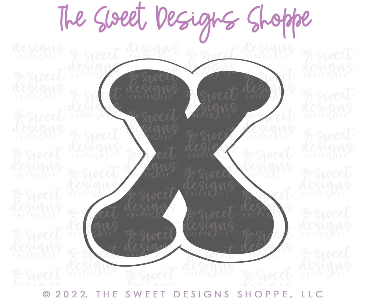 Cookie Cutters - Retro Alphabet (Mini Size) - Set of 26 Cookie Cutters or Individual Cookie Cutters - The Sweet Designs Shoppe - TSDS - Letter X Only - Mini Size (2" High x 2" Wide) - ABC,ALL,alphabet,back to school,Cookie Cutter,Grad,graduations,groovy,letter,Lettering,Letters,letters and numbers,Mini Sets,Promocode,School,School / Graduation,school supplies,set,STL,text