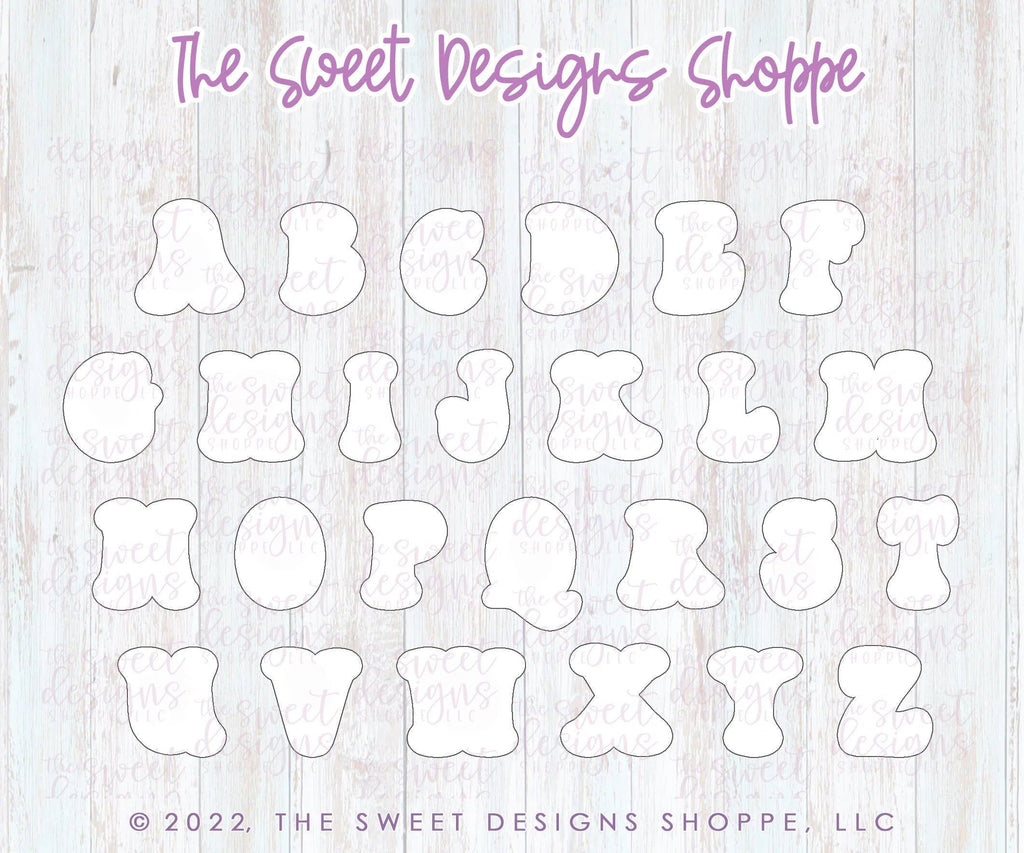 Cookie Cutters - Retro Alphabet (Regular Size) - Set of 26 Cookie Cutters or Individual Cookie Cutters - The Sweet Designs Shoppe - - ABC, ALL, alphabet, back to school, Cookie Cutter, Grad, graduations, groovy, letter, Lettering, Letters, letters and numbers, Mini Sets, Promocode, School, School / Graduation, school supplies, set, text