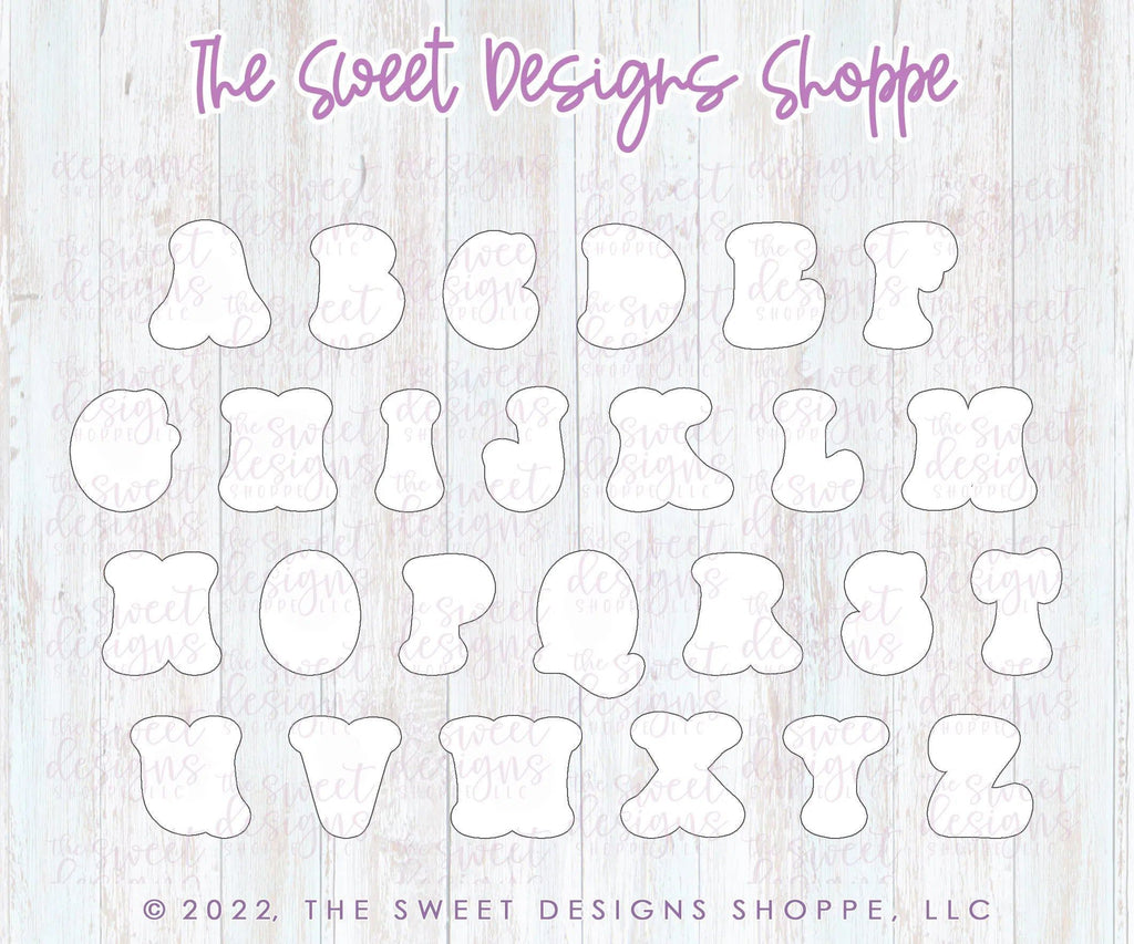 Cookie Cutters - Retro Alphabet (Regular Size) - Set of 26 Cookie Cutters or Individual Cookie Cutters - The Sweet Designs Shoppe - TSDS - - ABC,ALL,alphabet,back to school,Cookie Cutter,Grad,graduations,groovy,letter,Lettering,Letters,letters and numbers,Mini Sets,Promocode,School,School / Graduation,school supplies,set,STL,text