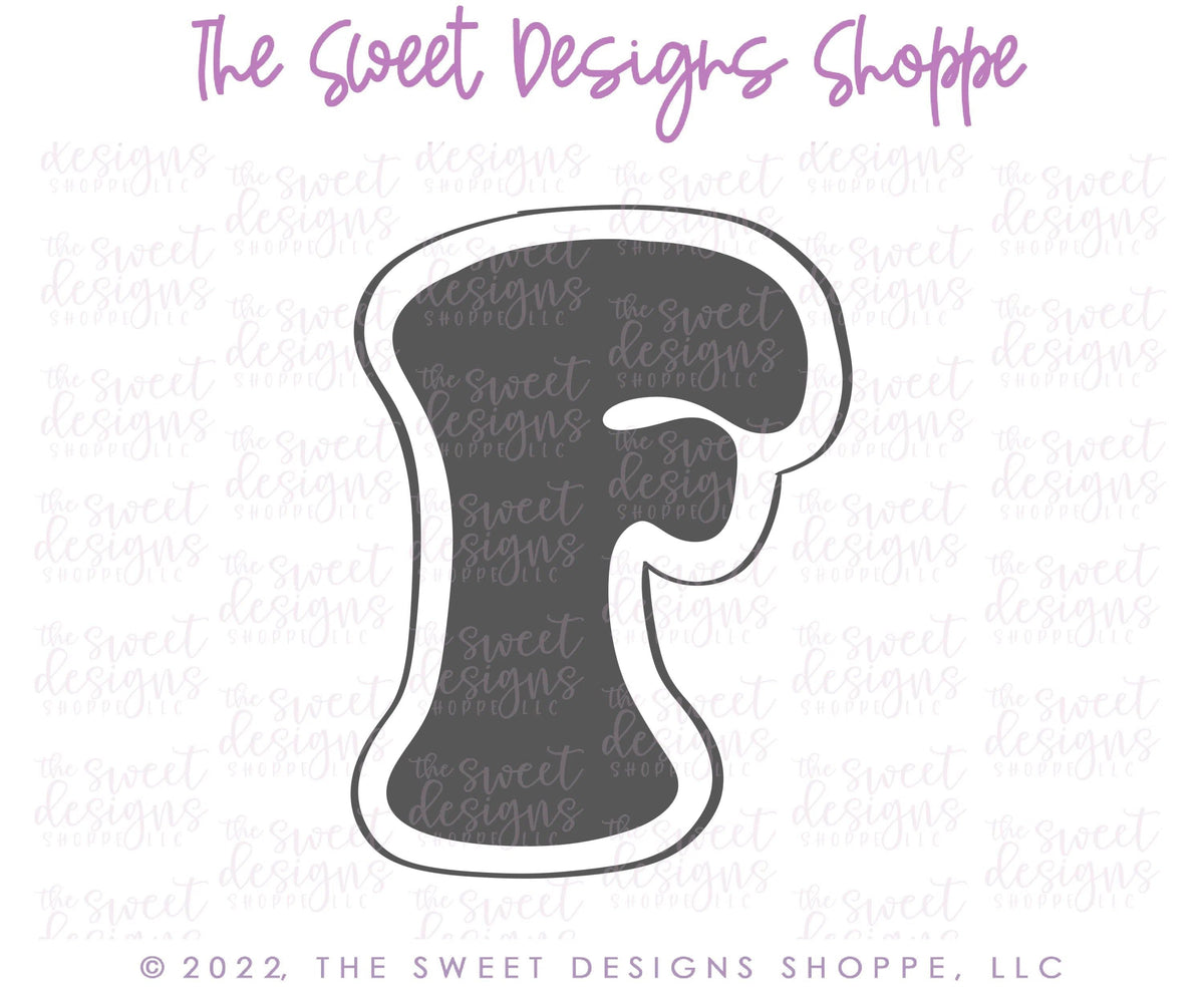 Cookie Cutters - Retro Alphabet (Regular Size) - Set of 26 Cookie Cutters or Individual Cookie Cutters - The Sweet Designs Shoppe - TSDS - Letter F Only - Regular Size (3-3/4" High x 2-3/4" Wide) - ABC,ALL,alphabet,back to school,Cookie Cutter,Grad,graduations,groovy,letter,Lettering,Letters,letters and numbers,Mini Sets,Promocode,School,School / Graduation,school supplies,set,STL,text