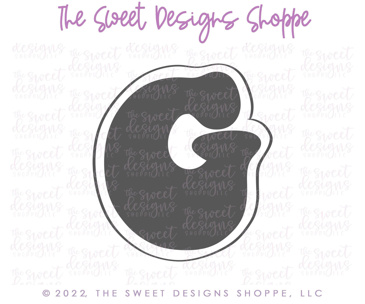 Cookie Cutters - Retro Alphabet (Regular Size) - Set of 26 Cookie Cutters or Individual Cookie Cutters - The Sweet Designs Shoppe - TSDS - Letter G Only - Regular Size (3-3/4" High x 3-3/8" Wide) - ABC,ALL,alphabet,back to school,Cookie Cutter,Grad,graduations,groovy,letter,Lettering,Letters,letters and numbers,Mini Sets,Promocode,School,School / Graduation,school supplies,set,STL,text