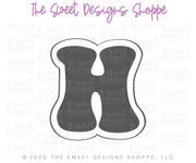 Cookie Cutters - Retro Alphabet (Regular Size) - Set of 26 Cookie Cutters or Individual Cookie Cutters - The Sweet Designs Shoppe - TSDS - Letter H Only - Regular Size (3-3/4" High x 3-5/8" Wide) - ABC,ALL,alphabet,back to school,Cookie Cutter,Grad,graduations,groovy,letter,Lettering,Letters,letters and numbers,Mini Sets,Promocode,School,School / Graduation,school supplies,set,STL,text
