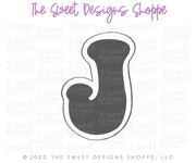 Cookie Cutters - Retro Alphabet (Regular Size) - Set of 26 Cookie Cutters or Individual Cookie Cutters - The Sweet Designs Shoppe - TSDS - Letter J Only - Regular Size (3-3/4" High x 2-1/2" Wide) - ABC,ALL,alphabet,back to school,Cookie Cutter,Grad,graduations,groovy,letter,Lettering,Letters,letters and numbers,Mini Sets,Promocode,School,School / Graduation,school supplies,set,STL,text