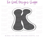 Cookie Cutters - Retro Alphabet (Regular Size) - Set of 26 Cookie Cutters or Individual Cookie Cutters - The Sweet Designs Shoppe - TSDS - Letter K Only - Regular Size (3-3/4" High x 3-3/4" Wide) - ABC,ALL,alphabet,back to school,Cookie Cutter,Grad,graduations,groovy,letter,Lettering,Letters,letters and numbers,Mini Sets,Promocode,School,School / Graduation,school supplies,set,STL,text