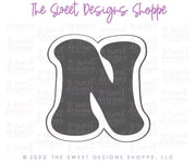 Cookie Cutters - Retro Alphabet (Regular Size) - Set of 26 Cookie Cutters or Individual Cookie Cutters - The Sweet Designs Shoppe - TSDS - Letter N Only - Regular Size (3-3/4" High x 3-5/8" Wide) - ABC,ALL,alphabet,back to school,Cookie Cutter,Grad,graduations,groovy,letter,Lettering,Letters,letters and numbers,Mini Sets,Promocode,School,School / Graduation,school supplies,set,STL,text