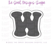 Cookie Cutters - Retro Alphabet (Regular Size) - Set of 26 Cookie Cutters or Individual Cookie Cutters - The Sweet Designs Shoppe - TSDS - Letter W Only - Regular Size (3-3/4" High x 4-3/8" Wide) - ABC,ALL,alphabet,back to school,Cookie Cutter,Grad,graduations,groovy,letter,Lettering,Letters,letters and numbers,Mini Sets,Promocode,School,School / Graduation,school supplies,set,STL,text