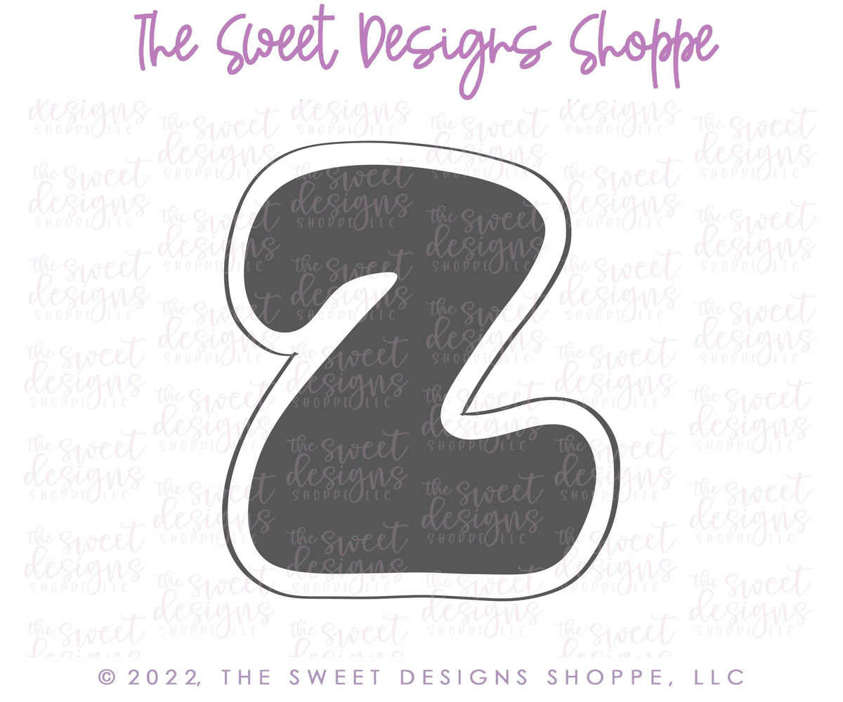 Cookie Cutters - Retro Alphabet (Regular Size) - Set of 26 Cookie Cutters or Individual Cookie Cutters - The Sweet Designs Shoppe - TSDS - Letter Z Only - Regular Size (3-3/4" High x 3-1/8" Wide) - ABC,ALL,alphabet,back to school,Cookie Cutter,Grad,graduations,groovy,letter,Lettering,Letters,letters and numbers,Mini Sets,Promocode,School,School / Graduation,school supplies,set,STL,text
