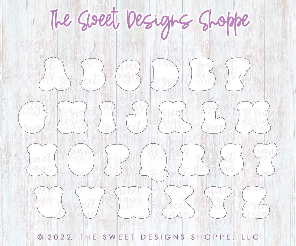 Cookie Cutters - Retro Alphabet (Small Size) - Set of 26 Cookie Cutters or Individual Cookie Cutters - The Sweet Designs Shoppe - TSDS - - ABC,ALL,alphabet,back to school,Cookie Cutter,Grad,graduations,groovy,letter,Lettering,Letters,letters and numbers,Mini Sets,Promocode,School,School / Graduation,school supplies,set,STL,text