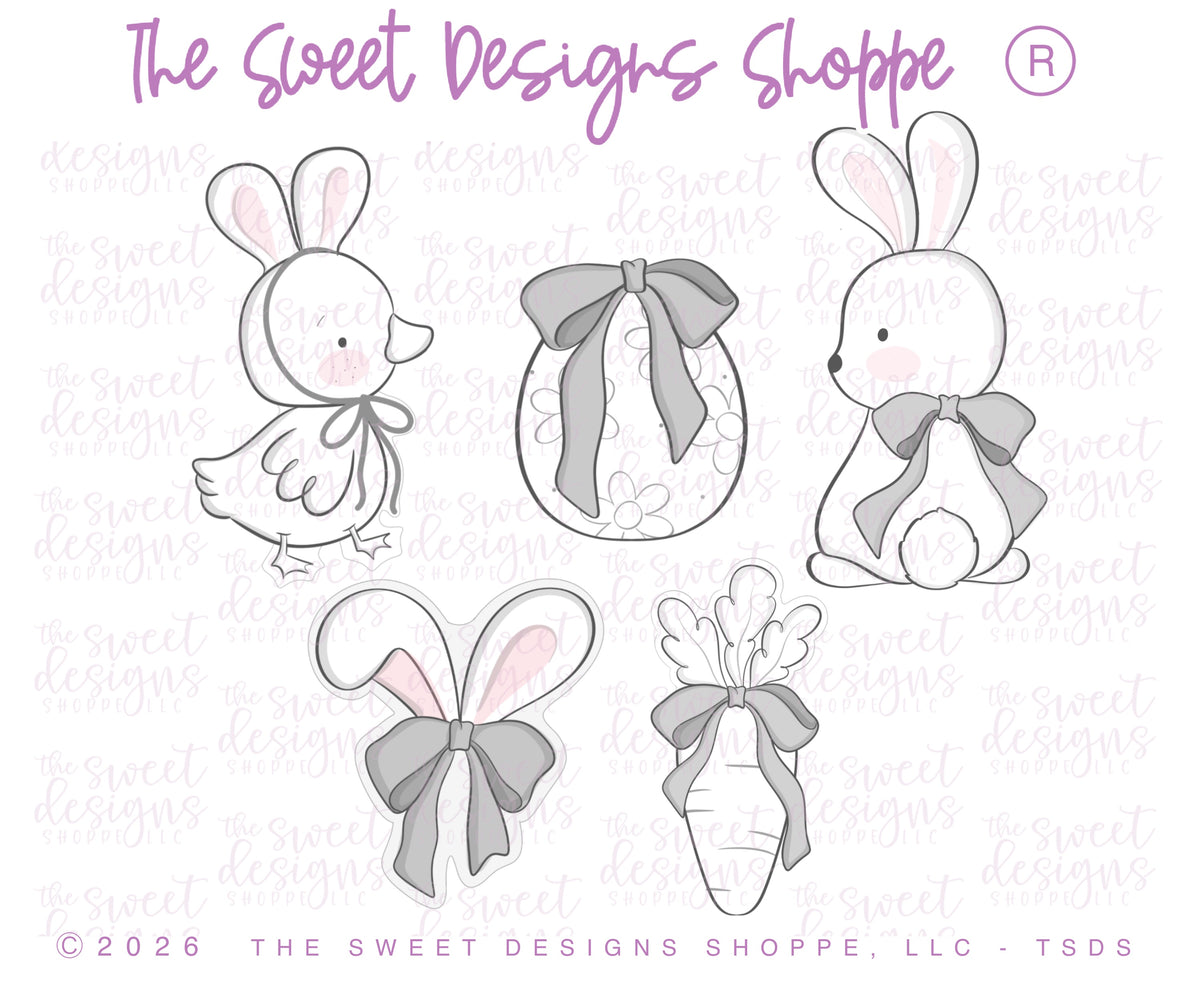 Cookie Cutters - Retro Easter Set - Set of 5 - Cookie Cutters - The Sweet Designs Shoppe - TSDS - - ALL,Animal,Animals,Cookie Cutter,Easter,Easter / Spring,Promocode,regular sets,set,STL