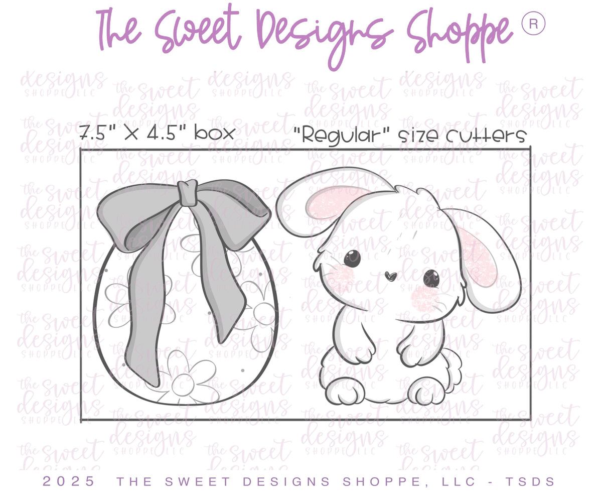 Cookie Cutters - Retro Egg & Bunny Set - Set of 2 - Cookie Cutters - The Sweet Designs Shoppe - TSDS - - ALL,Animal,Animals,Cookie Cutter,Easter,Easter / Spring,PLAQUES HANDLETTERING,Promocode,regular sets,set,STL