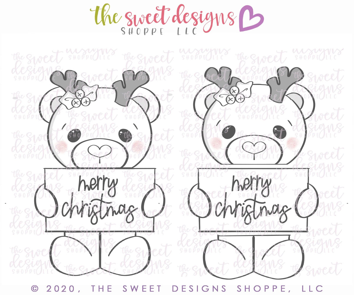 Cookie Cutters - Rudolph the Bear Set - Cookie Cutters - The Sweet Designs Shoppe - TSDS - - ALL,Animal,Animals,Animals and Insects,Christmas,Christmas / Winter,Cookie Cutter,Mini Set,Mini Sets,Promocode,regular sets,set,sets