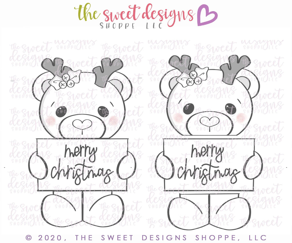 Cookie Cutters - Rudolph the Bear Set - Cookie Cutters - The Sweet Designs Shoppe - TSDS - - ALL,Animal,Animals,Animals and Insects,Christmas,Christmas / Winter,Cookie Cutter,Mini Set,Mini Sets,Promocode,regular sets,set,sets