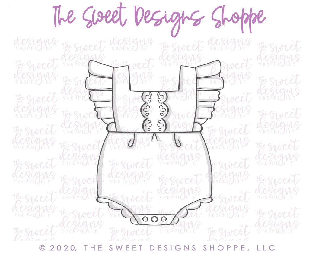 Cookie Cutters - Ruffle Baby Girl Romper - Cutter - Sweet Designs Shoppe - - ALL, Baby, Clothes, Clothing / Accessories, Cookie Cutter, newborn, Promocode
