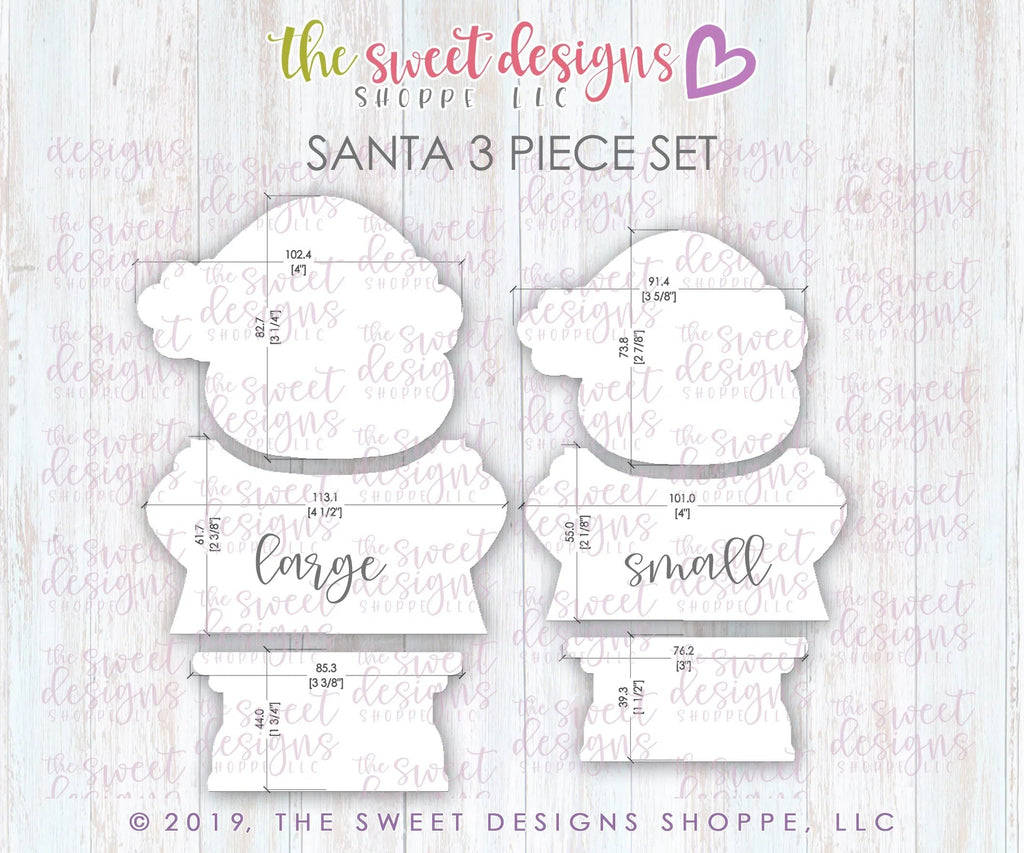 Cookie Cutters - Santa 3 Piece Set - Cookie Cutters - Sweet Designs Shoppe - - ALL, Christmas, Christmas / Winter, Christmas Cookies, Cookie Cutter, Promocode, regular sets, santa, set
