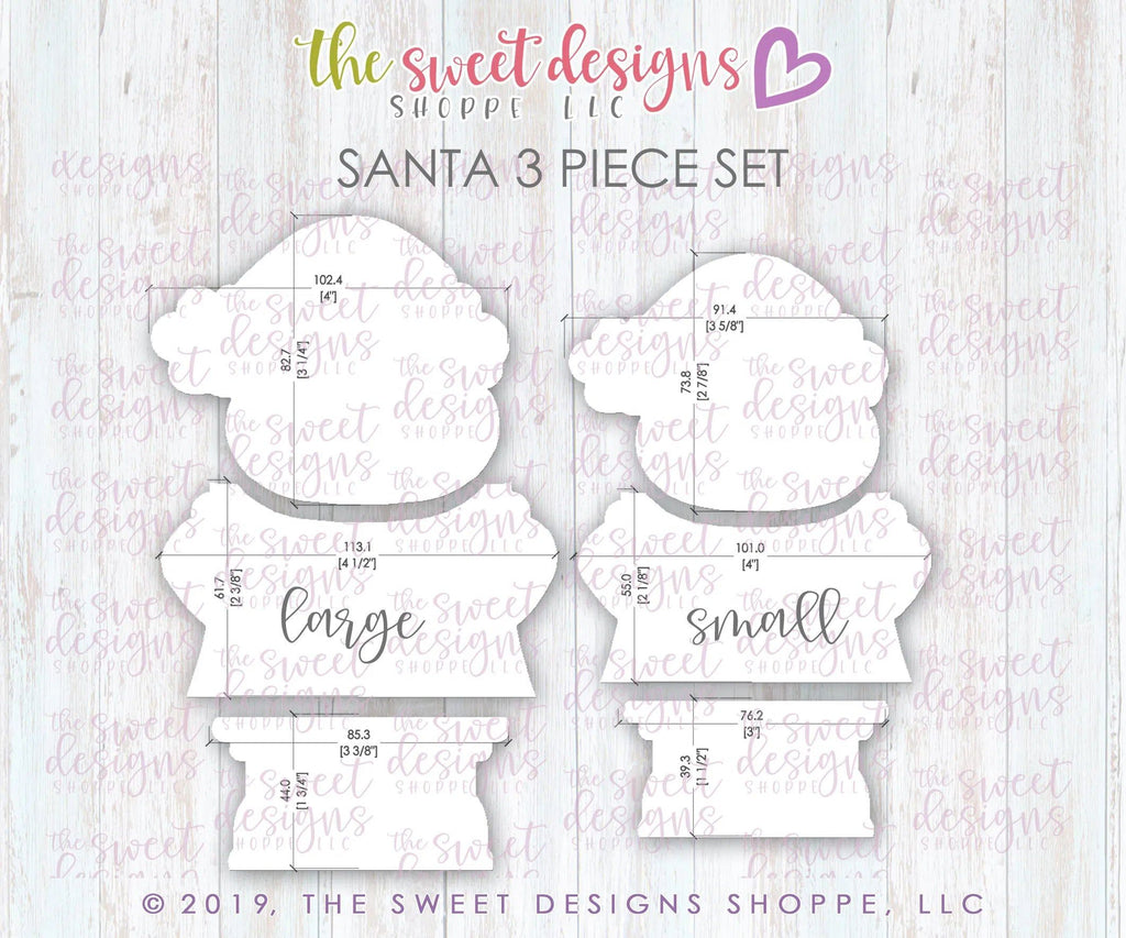 Cookie Cutters - Santa 3 Piece Set - Cookie Cutters - The Sweet Designs Shoppe - - ALL, Christmas, Christmas / Winter, Christmas Cookies, Cookie Cutter, Promocode, regular sets, santa, set