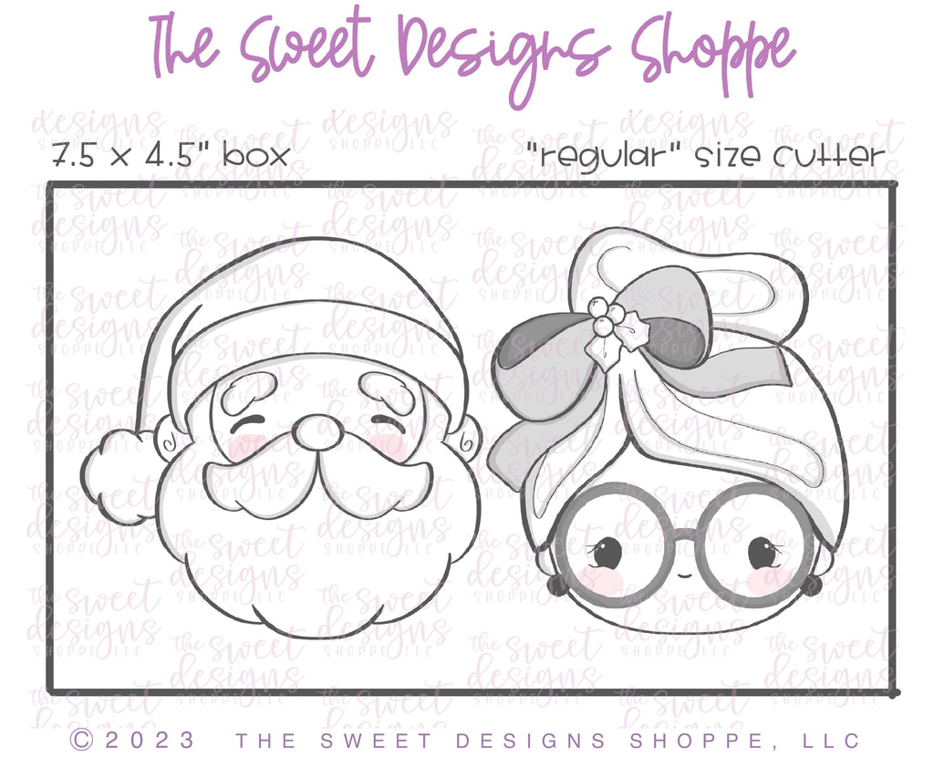 Cookie Cutters - Santa Claus & Mrs. Claus 2024 Set - Set of 2 - Cookie Cutters - The Sweet Designs Shoppe - TSDS - - ALL,Christmas,Christmas / Winter,Christmas Cookies,claus,clause,Cookie Cutter,cookies for Santa,Mini Sets,Mrs Claus,MRS Clause,MrsClaus,MrsClausFace,Promocode,regular sets,Santa,Santa Claus,Santa Face,set,STL