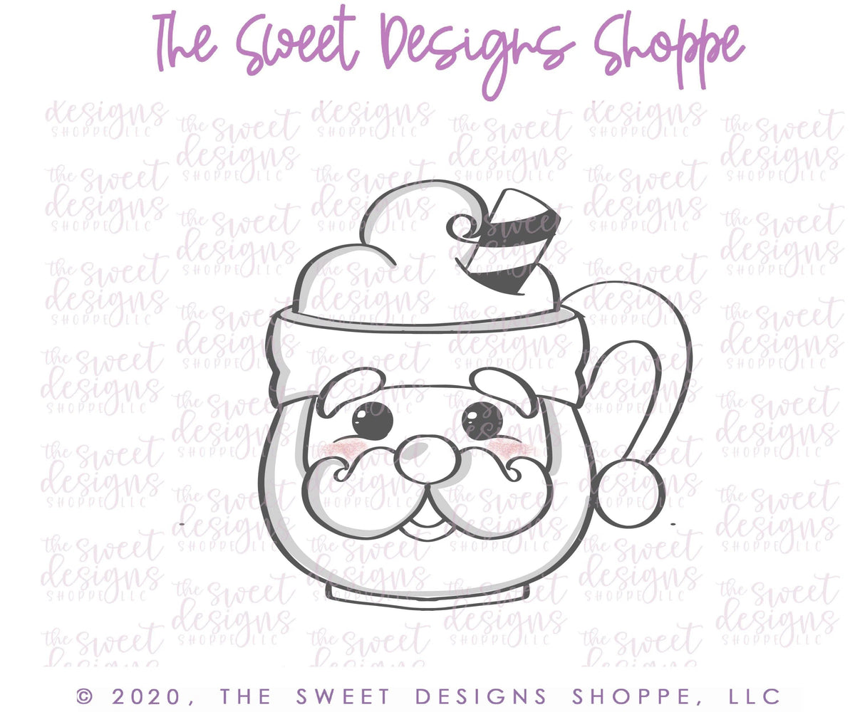 Cookie Cutters - Santa Vintage Mug - Cookie Cutter - The Sweet Designs Shoppe - TSDS - - ALL,Christmas,Christmas / Winter,Christmas Cookies,Cookie Cutter,Food,Food & Beverages,Food and Beverage,mug,mugs,Promocode,STL