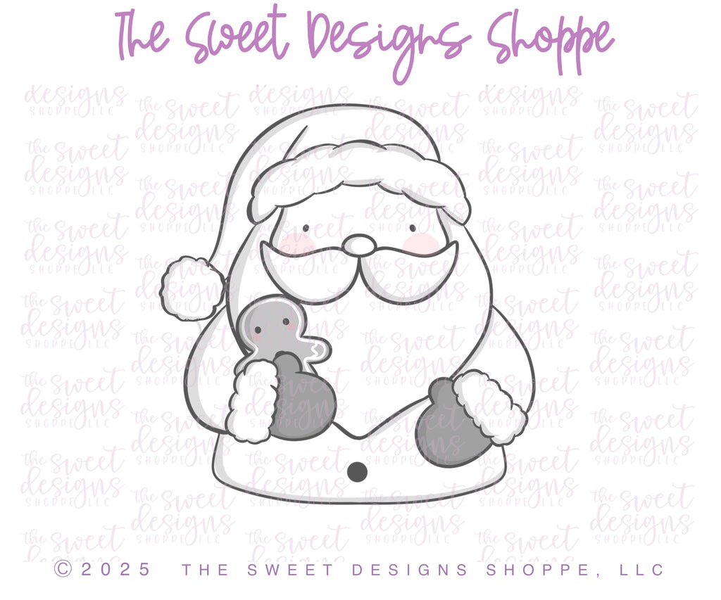 Cookie Cutters - Santa with Cookie & Holly Jolly Plaque Cookie Cutter Set - Set of 2 - Cookie Cutters - The Sweet Designs Shoppe - TSDS - - ALL,Christmas,Christmas / Winter,claus,clause,Cookie Cutter,new,PLAQUES HANDLETTERING,Promocode,regular sets,Santa,Santa Claus,Santa Face,set,STL