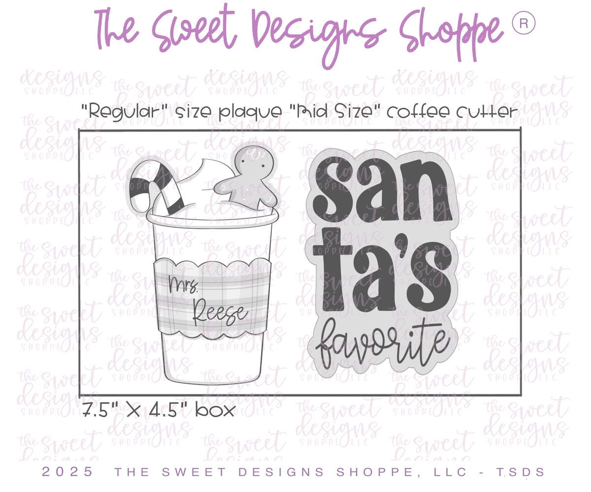 Cookie Cutters - Santa's Favorite Coffee - Cookie Cutter Set - Set of 2 - Cookie Cutters - The Sweet Designs Shoppe - TSDS - - ALL,Christmas,Christmas / Winter,Cookie Cutter,Plaque,Plaques,PLAQUES HANDLETTERING,Promocode,regular sets,set,STL