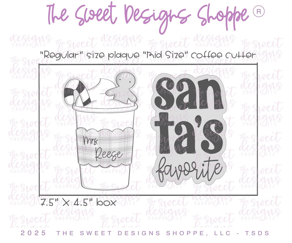 Cookie Cutters - Santa's Favorite Coffee - Cookie Cutter Set - Set of 2 - Cookie Cutters - The Sweet Designs Shoppe - TSDS - - ALL,Christmas,Christmas / Winter,Cookie Cutter,new,Plaque,Plaques,PLAQUES HANDLETTERING,Promocode,regular sets,set,STL