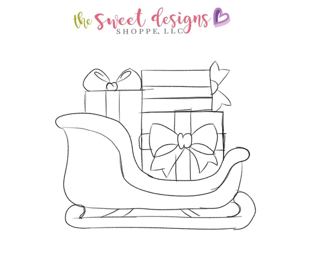 Cookie Cutters - Santas Sleigh with Gifts - Cookie Cutter - The Sweet Designs Shoppe - - ALL, Birthday, Bow, Christmas, Christmas / Winter, Cookie Cutter, Promocode, Santa, Winter