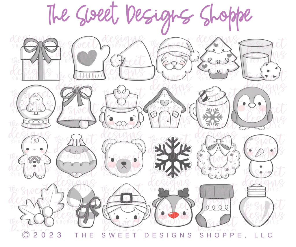 Cookie Cutters - Santa’s Workshop Advent Calendar Mini Set - Set of 24 Cookie Cutters - The Sweet Designs Shoppe - TSDS - - ALL,Christmas,Christmas / Winter,Christmas Cookies,Cookie Cutter,Frosty,Ginger bread,gingerbread,Mini Set,Mini Sets,misscookiepackaging,navidad,Promocode,santas workshop,set,sets,STL