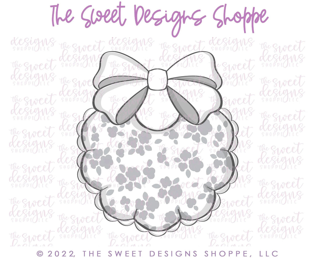 Cookie Cutters - Scallop Baby Bib with Bow - Cookie Cutter - The Sweet Designs Shoppe - - ALL, Baby, Baby / Kids, Baby Bib, Baby Bottle, Baby Boy, baby girl, babyfood, bib, Cookie Cutter, Lady Milk Stache, Lady MilkStache, LadyMilkStache, Promocode