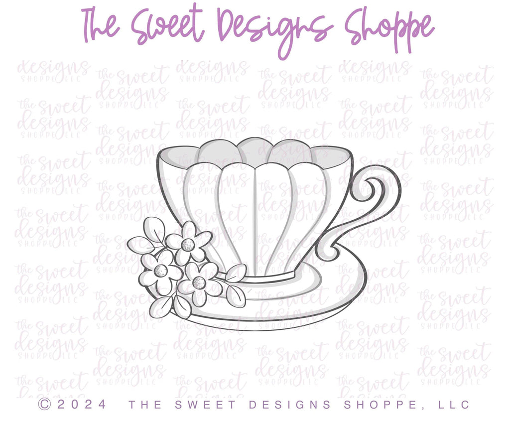 Cookie Cutters - Scallope Daisy Teacup - Cookie Cutter - The Sweet Designs Shoppe - - ALL, beverage, Cookie Cutter, Daisy, floral, Food, Food & Beverages, Food and Beverage, MOM, mother, Mothers Day, Promocode, tea