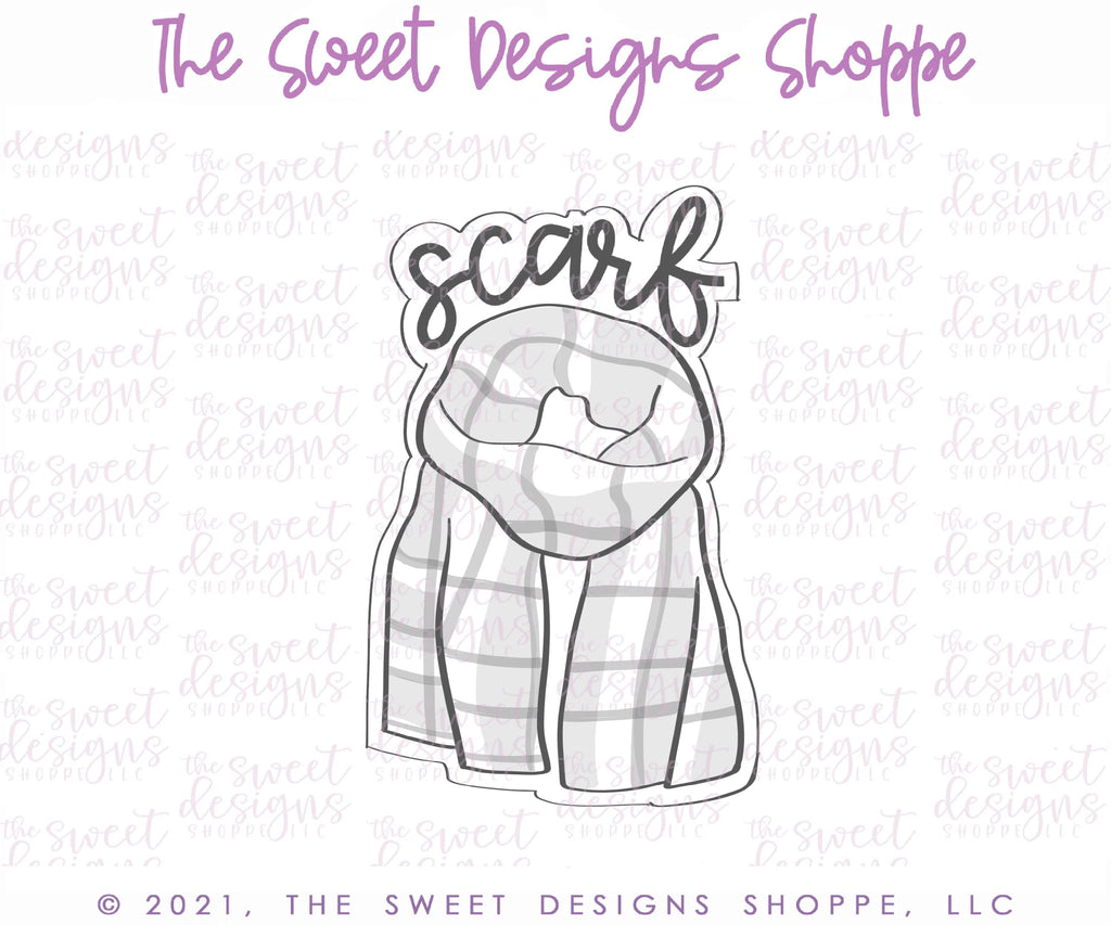 Cookie Cutters - Scarf Cookie Sticker - Cookie Cutter - Sweet Designs Shoppe - - ALL, Cookie Cutter, Fall, Fall / Thanksgiving, Food and Beverage, Food beverages, Plaque, Plaques, PLAQUES HANDLETTERING, Promocode, Sweet, Sweets