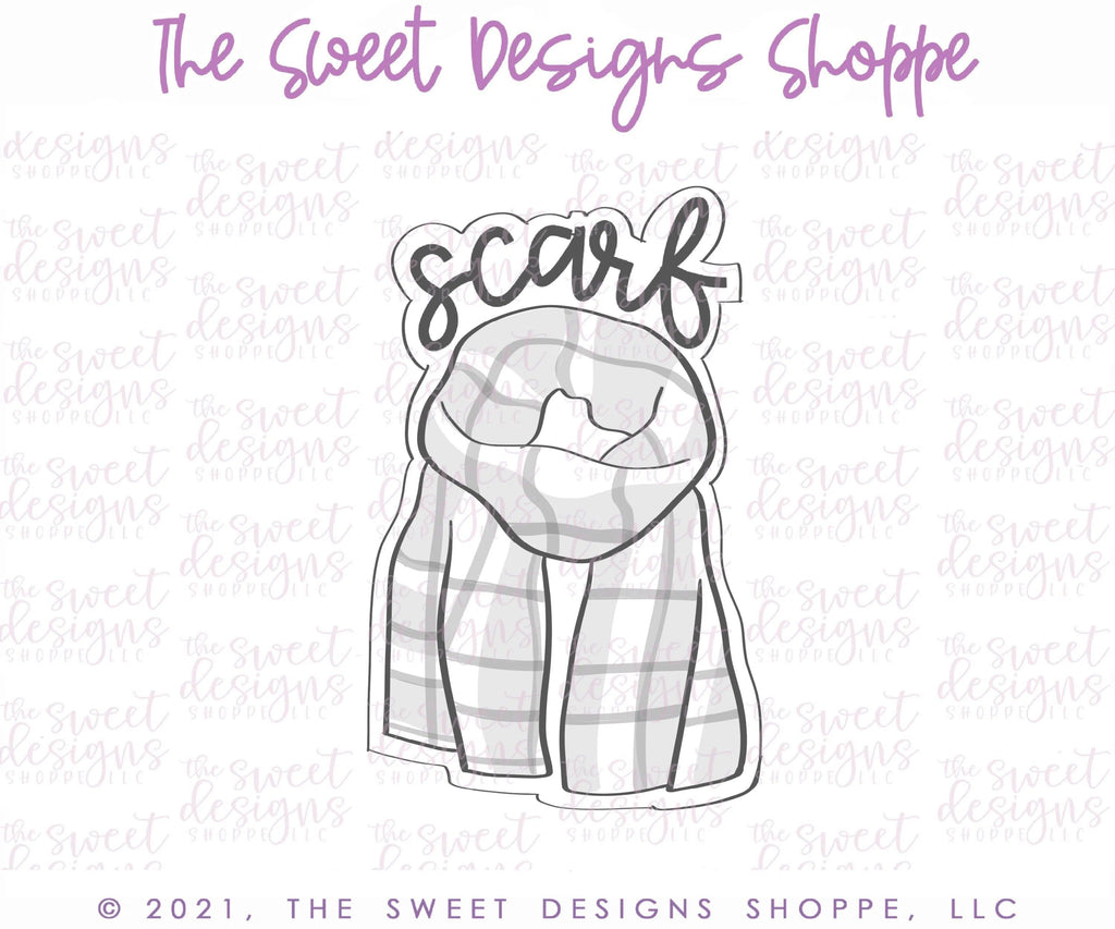 Cookie Cutters - Scarf Cookie Sticker - Cookie Cutter - The Sweet Designs Shoppe - - ALL, Cookie Cutter, Fall, Fall / Thanksgiving, Food and Beverage, Food beverages, Plaque, Plaques, PLAQUES HANDLETTERING, Promocode, Sweet, Sweets