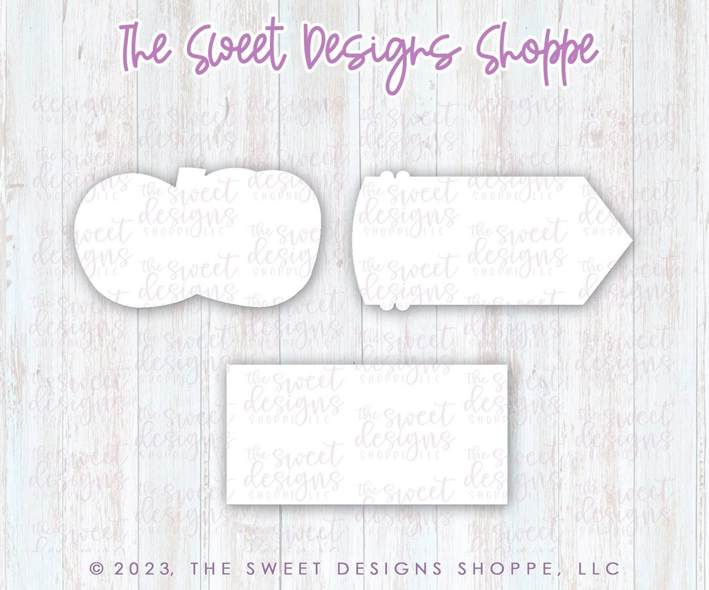 Cookie Cutters - School Basic Plaques - Set of 3 - Cookie Cutters - The Sweet Designs Shoppe - - ALL, Cookie Cutter, Grad, Graduation, graduations, Mini Set, Mini Sets, Promocode, regular sets, School / Graduation, set, sets, Teacher, Teacher Appreciation, teaching partners