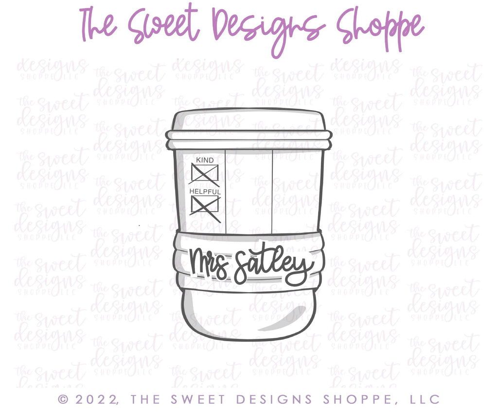 Cookie Cutters - School Coffee Cup - Cookie Cutter - The Sweet Designs Shoppe - TSDS - - ALL,Coffee,coffee paper cup,Cookie Cutter,Food,Food and Beverage,Food beverages,Grad,graduations,Lady Milk Stache,Lady MilkStache,LadyMilkStache,Nurse,Nurse Appreciation,Promocode,School,School / Graduation,school supplies,teacher,teacher appreciation
